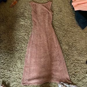 Pink knitted body con dress